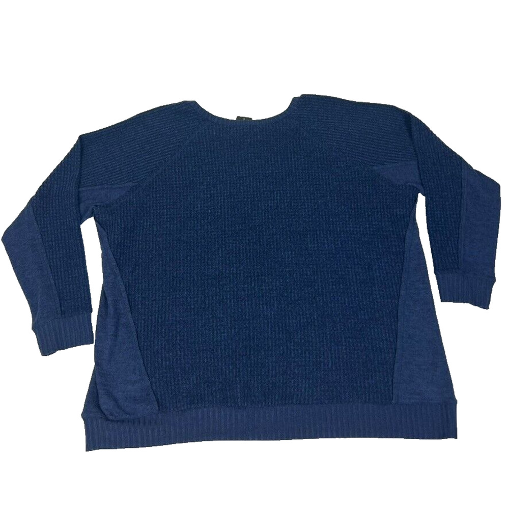 Torrid Sweatshirt Womens 4X Navy Blue Brshd Waffle Kit Pullover Lagen - Picture 2 of 8